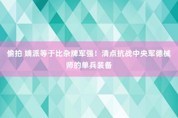 偷拍 嫡派等于比杂牌军强！清点抗战中央军德械师的单兵装备