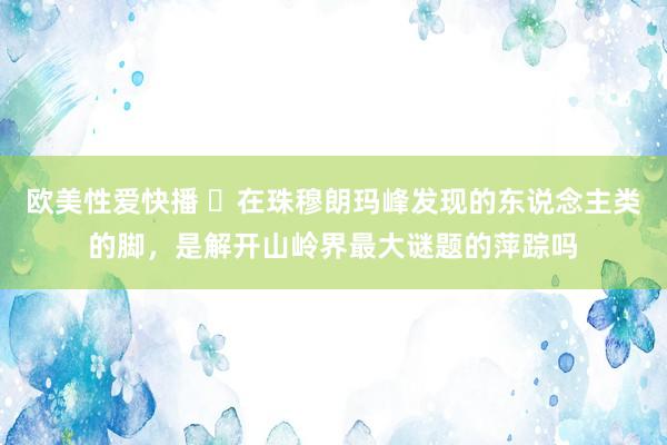 欧美性爱快播 ​在珠穆朗玛峰发现的东说念主类的脚，是解开山岭界最大谜题的萍踪吗
