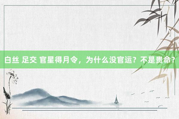 白丝 足交 官星得月令，为什么没官运？不是贵命？